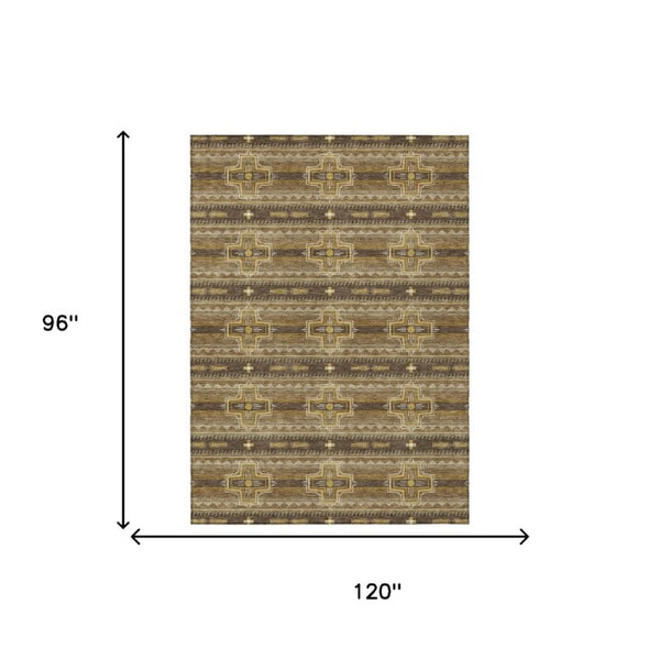 8 X 10 Tribal Pattern Polyester Area Rug Washable Stain Resistant Indoor Outdoor Use