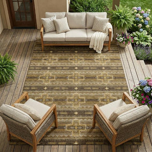 10 X 14 Tribal Polyester Area Rug Stain Resistant Washable for Indoor Outdoor Use