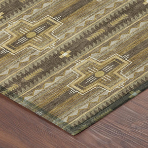10 X 14 Tribal Polyester Area Rug Stain Resistant Washable for Indoor Outdoor Use
