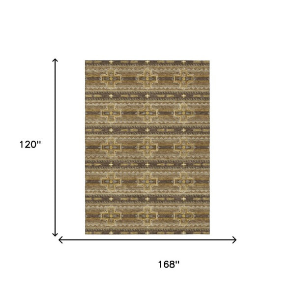 10 X 14 Tribal Polyester Area Rug Stain Resistant Washable for Indoor Outdoor Use