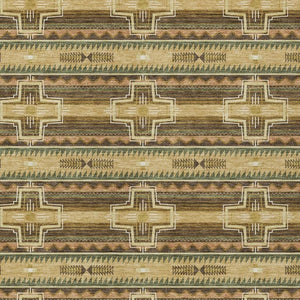 5 X 8 Gold Red Tribal Polyester Area Rug Stain Resistant for Patio or Living Room