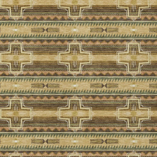 5 X 8 Gold Red Tribal Polyester Area Rug Stain Resistant for Patio or Living Room