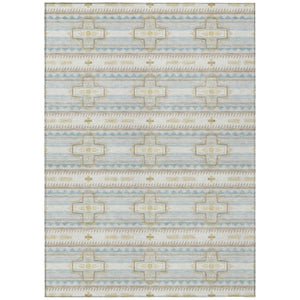 HomeRoots 10 X 14 Ivory Cream Tribal Polyester Area Rug Stain Resistant for Patio or Living Room 736647