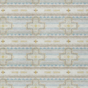 10 X 14 Ivory Cream Tribal Polyester Area Rug Stain Resistant for Patio or Living Room