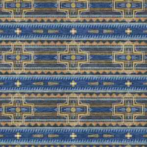 5 X 8 Navy Coral Tribal Polyester Area Rug Washable Stain Resistant Indoor Outdoor