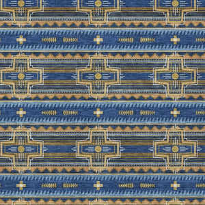 5 X 8 Navy Coral Tribal Polyester Area Rug Washable Stain Resistant Indoor Outdoor