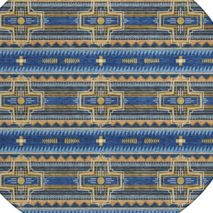 8 Ft Round Tribal Geometric Polyester Indoor Outdoor Rug Stain Resistant Boho