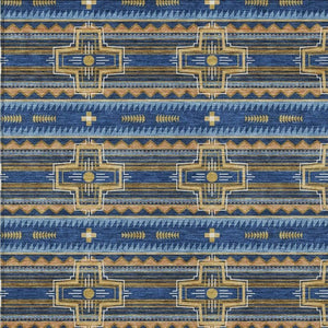 9 X 12 Tribal Pattern Washable Polyester Area Rug for Indoor Outdoor Spaces