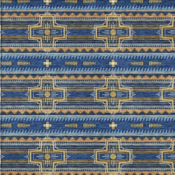 9 X 12 Tribal Pattern Washable Polyester Area Rug for Indoor Outdoor Spaces