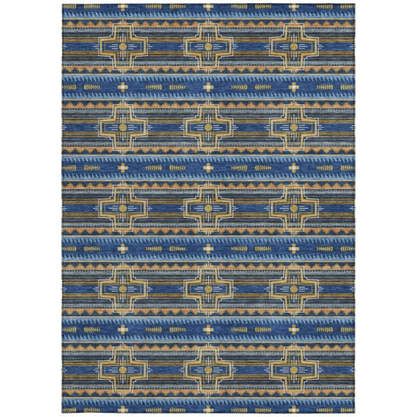 9 X 12 Tribal Pattern Washable Polyester Area Rug for Indoor Outdoor Spaces