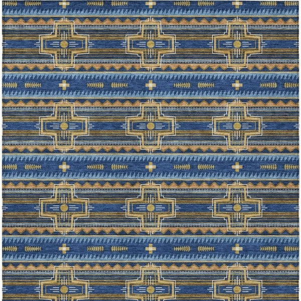 9 X 12 Tribal Pattern Washable Polyester Area Rug for Indoor Outdoor Spaces