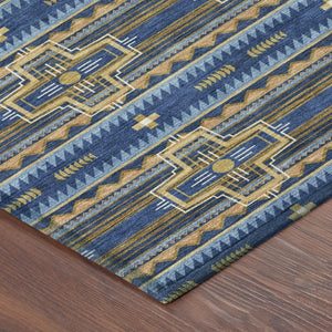 9 X 12 Tribal Pattern Washable Polyester Area Rug for Indoor Outdoor Spaces