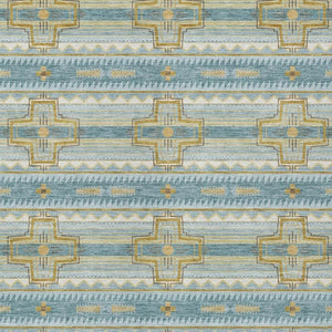 10 X 14 Teal Gold Tribal Polyester Area Rug Washable Stain Resistant Indoor Outdoor