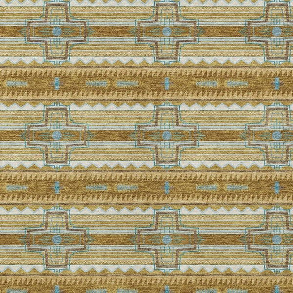 5x8 Walnut Graphite Tribal Polyester Area Rug Washable for Indoor Outdoor Use