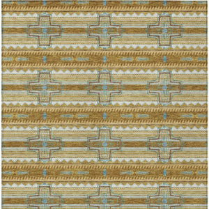 5x8 Walnut Graphite Tribal Polyester Area Rug Washable for Indoor Outdoor Use
