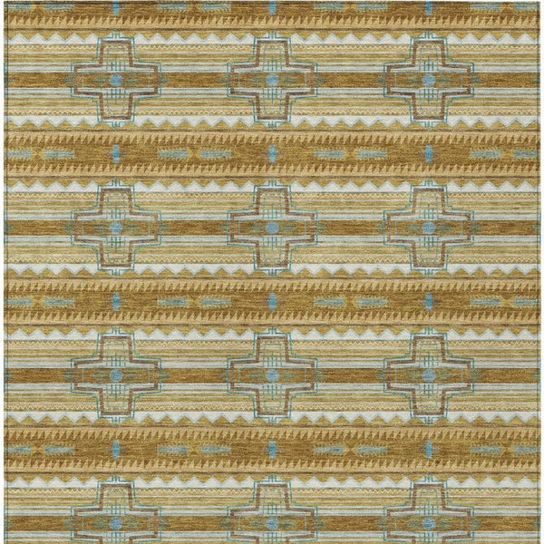 5x8 Walnut Graphite Tribal Polyester Area Rug Washable for Indoor Outdoor Use