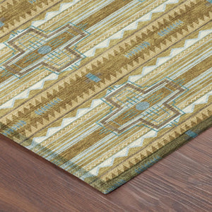 5x8 Walnut Graphite Tribal Polyester Area Rug Washable for Indoor Outdoor Use