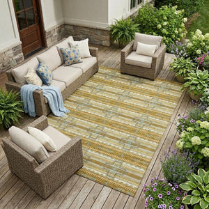 10 X 14 Tribal Patterned Polyester Area Rug Washable for Indoor Outdoor Living