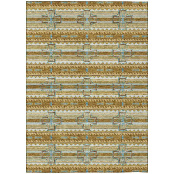 HomeRoots 10 X 14 Tribal Patterned Polyester Area Rug Washable for Indoor Outdoor Living 736665