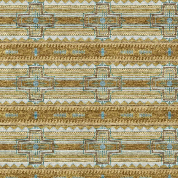 10 X 14 Tribal Patterned Polyester Area Rug Washable for Indoor Outdoor Living