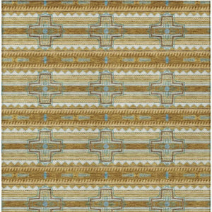 10 X 14 Tribal Patterned Polyester Area Rug Washable for Indoor Outdoor Living
