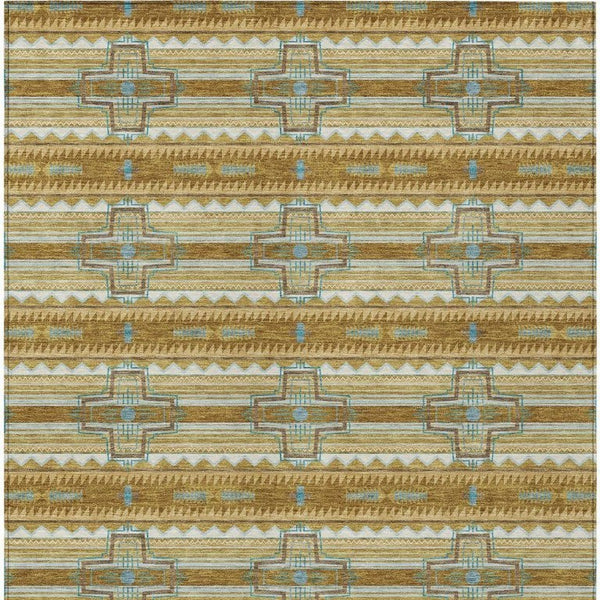 10 X 14 Tribal Patterned Polyester Area Rug Washable for Indoor Outdoor Living