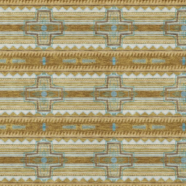 10 X 14 Tribal Patterned Polyester Area Rug Washable for Indoor Outdoor Living
