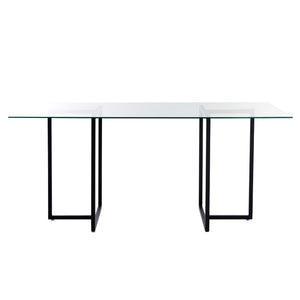 EuroStyle Legend Glass Top Dining Table with T-Base Steel Frame for Modern Spaces Matte Black 73666BLK-KIT