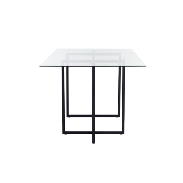 EuroStyle Legend Glass Top Dining Table with T-Base Steel Frame for Modern Spaces Matte Black 73666BLK-KIT