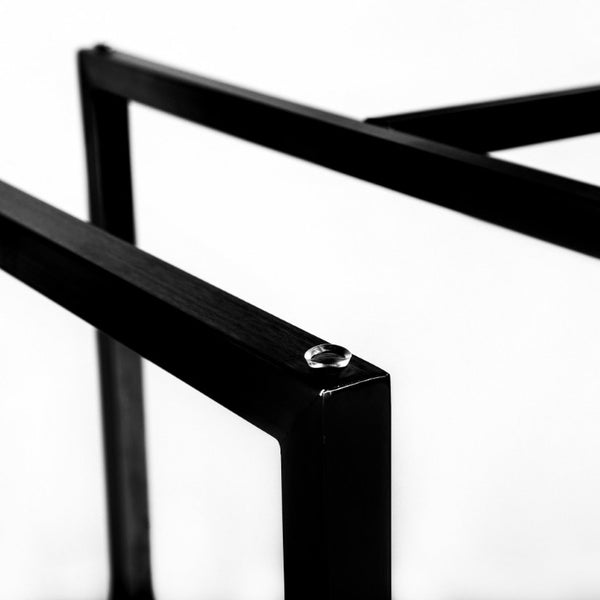EuroStyle Legend Glass Top Dining Table with T-Base Steel Frame for Modern Spaces Matte Black 73666BLK-KIT