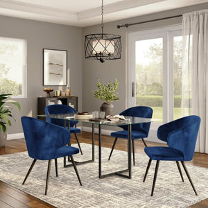EuroStyle Legend Glass Top Dining Table with T-Base Steel Frame for Modern Spaces Matte Black 73666BLK-KIT
