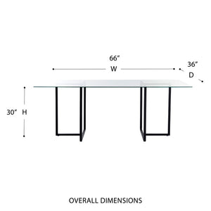 EuroStyle Legend Glass Top Dining Table with T-Base Steel Frame for Modern Spaces Matte Black 73666BLK-KIT