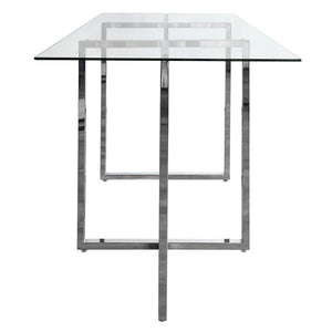EuroStyle Legend Glass Top Dining Table with T-Base Steel Frame for Modern Spaces Chrome 73666CHRM-KIT