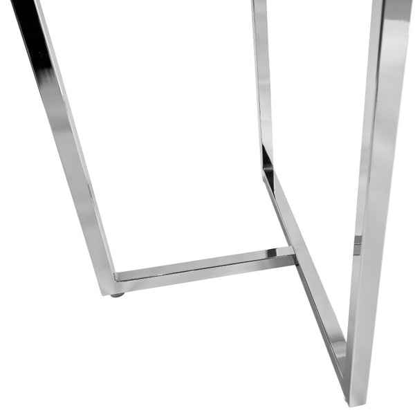 EuroStyle Legend Glass Top Dining Table with T-Base Steel Frame for Modern Spaces Chrome 73666CHRM-KIT