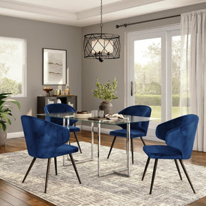 EuroStyle Legend Glass Top Dining Table with T-Base Steel Frame for Modern Spaces Chrome 73666CHRM-KIT