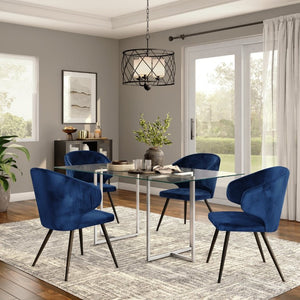 EuroStyle Legend Glass Top Dining Table with T-Base Steel Frame for Modern Spaces Brushed Stainless Steel 73666SS-KIT