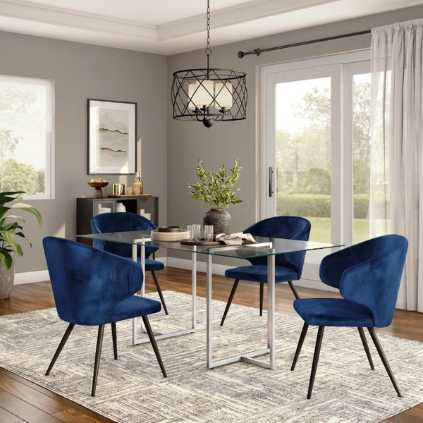 EuroStyle Legend Glass Top Dining Table with T-Base Steel Frame for Modern Spaces Brushed Stainless Steel 73666SS-KIT