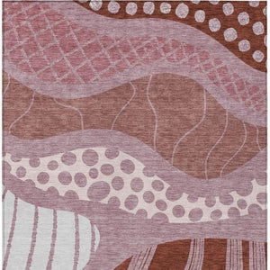 9 X 12 Blush Brown Abstract Polyester Area Rug Washable Stain Resistant Indoor Outdoor