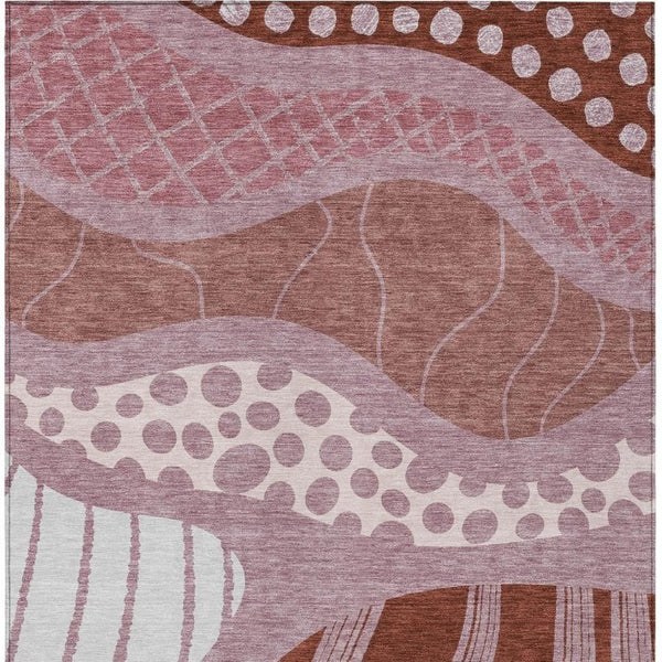 9 X 12 Blush Brown Abstract Polyester Area Rug Washable Stain Resistant Indoor Outdoor