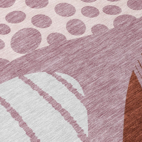 9 X 12 Blush Brown Abstract Polyester Area Rug Washable Stain Resistant Indoor Outdoor