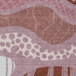 10 X 14 Abstract Blush Brown Washable Polyester Rug for Patio Porch Living Room
