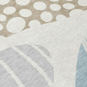 10 X 14 Abstract Ivory Polyester Area Rug Stain Resistant for Patio or Living Room