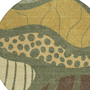 8 Ft Round Abstract Polyester Area Rug Washable and Stain Resistant for Patio or Home