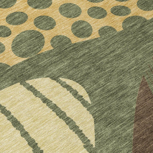 8 Ft Round Abstract Polyester Area Rug Washable and Stain Resistant for Patio or Home