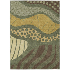 HomeRoots 9 X 12 Abstract Olive Blue Polyester Area Rug Washable Stain Resistant Indoor Outdoor 736694
