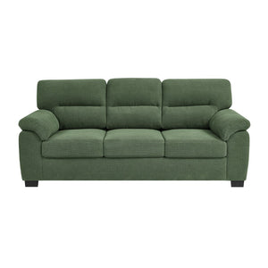 English Elm 3-seater Track Arm Sofa Tufted Textured Fabric Couch for Modern Living Rooms Dark Green W5568S00010