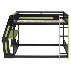 English Elm Full-size Gaming Loft Bed with Integrated Rgb Desk Usb Ports and Esports Frame Green LT000239AAG