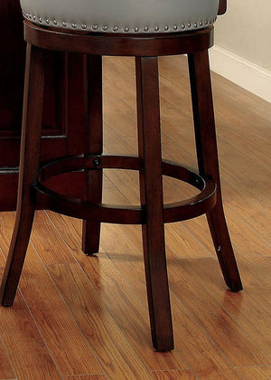 English Elm Bar Chairs Set Of 2 - Elegant Gray Upholstered Stools With Dark Oak Legs & Nailhead Trim For Comfort B2741P339272