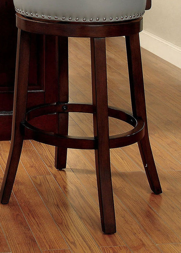 English Elm Bar Chairs Set Of 2 - Elegant Gray Upholstered Stools With Dark Oak Legs & Nailhead Trim For Comfort B2741P339272