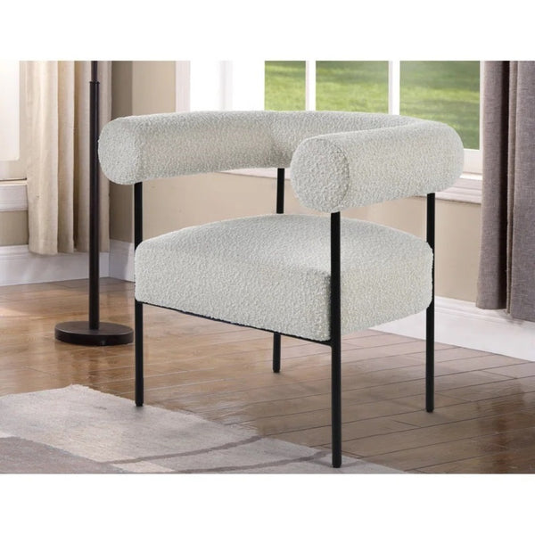 English Elm Soft Boucle Upholstered Accent Chair with Iron Legs for Modern Living Rooms B011P439047
